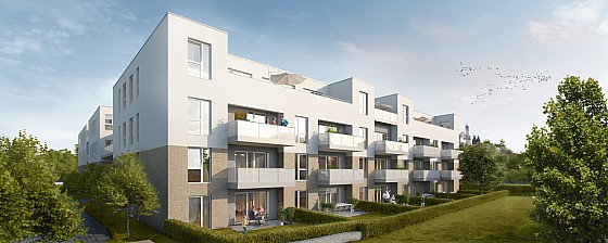 3D-Darstellung Neubau Mehrfamilienhaus - Bauplanung