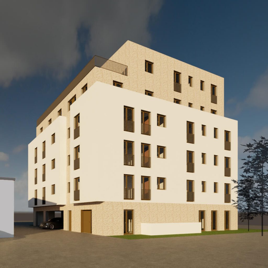 3D-Darstellung Neubau Boardinghouse Süd-Ost Ansicht